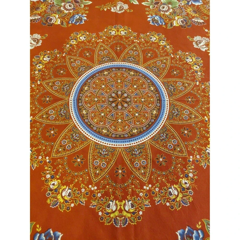 Williams Sonoma Spanish Floral Tablecloth Mandala Center Cotton 88